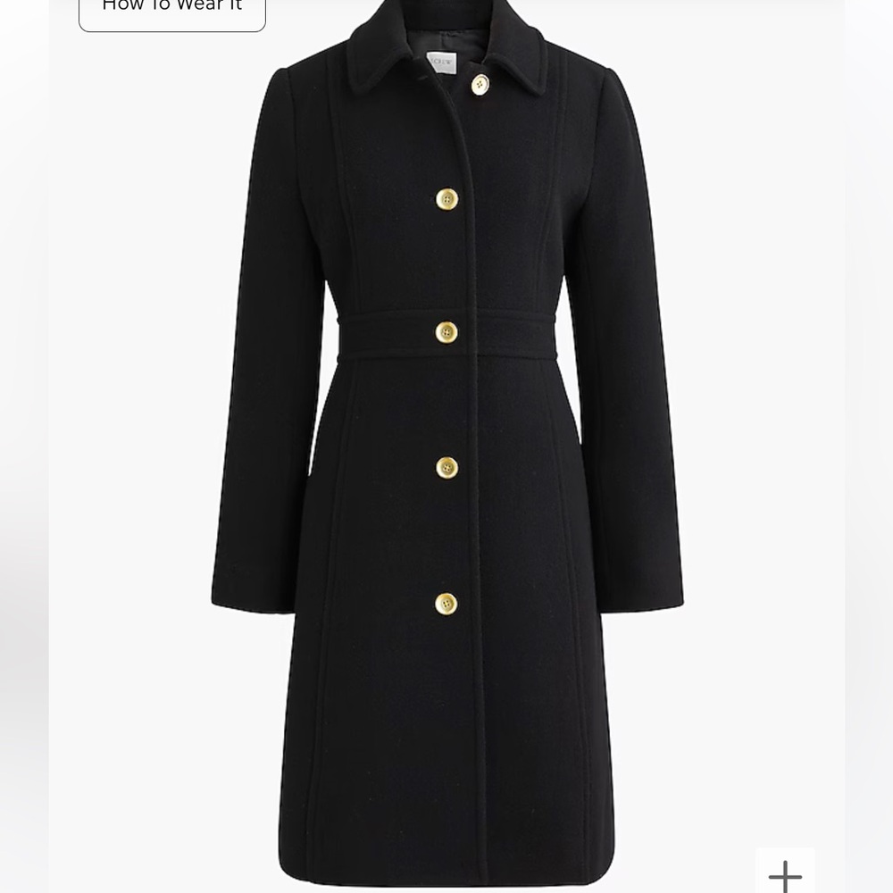 J.Crew Black Wool Lady Day Coat - NEW with Tags